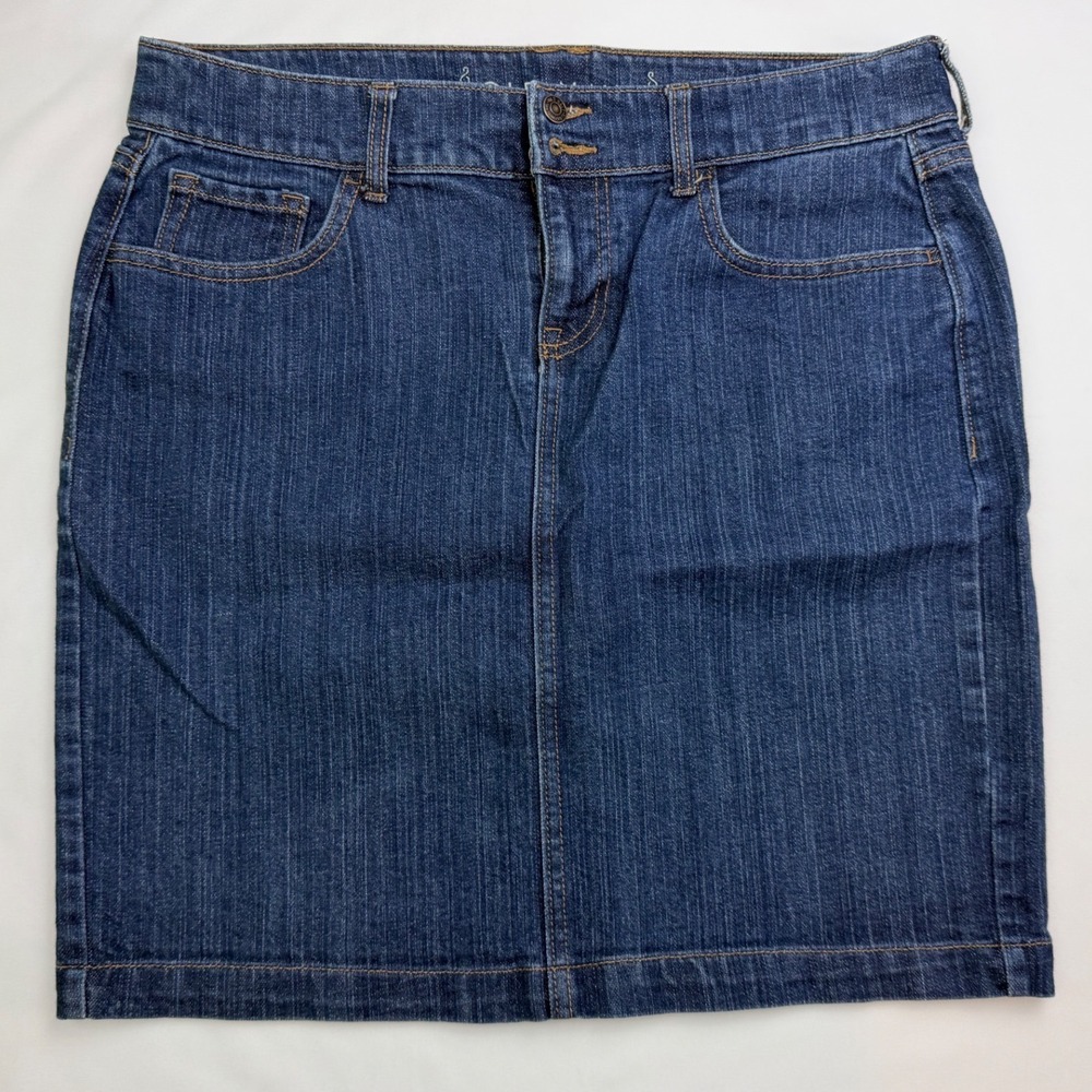 Old Navy Womens Denim Mini Skirt Dark Wash Blue Stretch Size 12 Regular